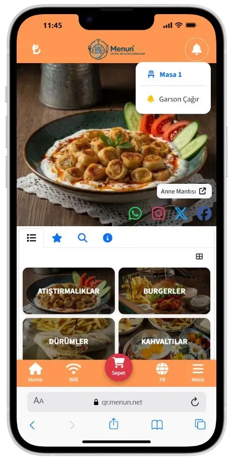 QR Menü Üzerinden Sipariş Vermek